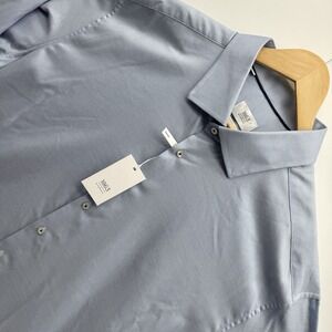 1863 by ETERNA Dress Shirt Mens L Modern Fit Light Blue Two Ply Twill NWT